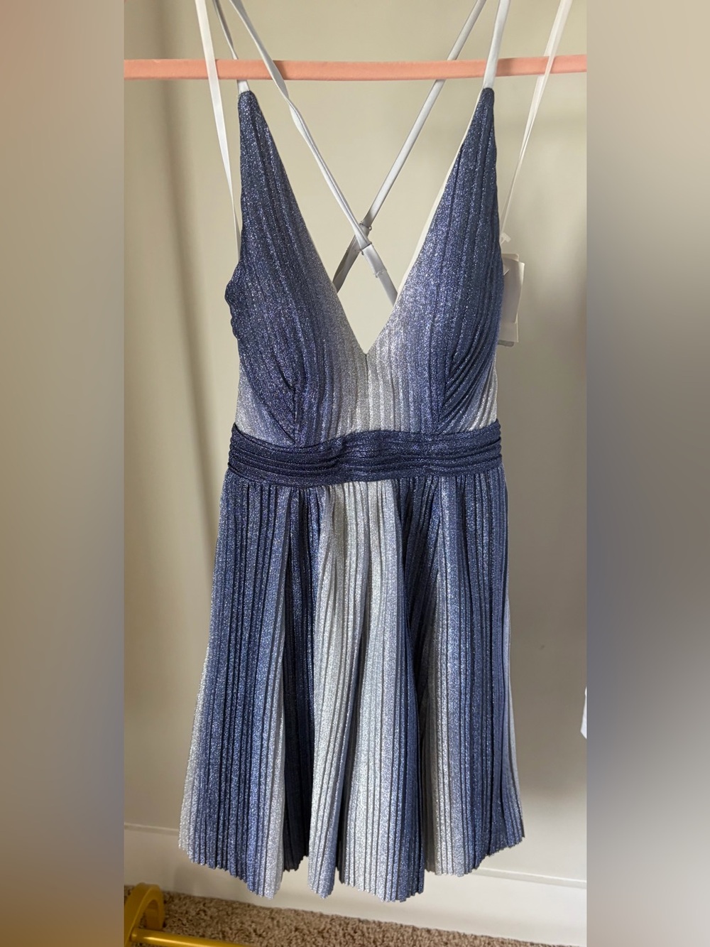 Aqua Shimmery Navy and Silver Ombre Party Dress